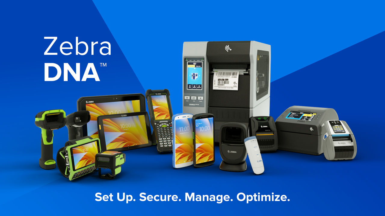 Zebra DNA product family including printers, scanners, tablets and mobile devices